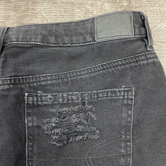 American Eagle Mom Short Black Wash Denim Jean Shorts High Rise Distressed 10 - Picture 16 of 16